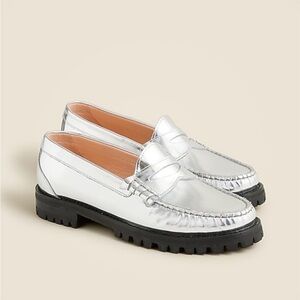J. Crew Winona penny Loafers in metallic leather